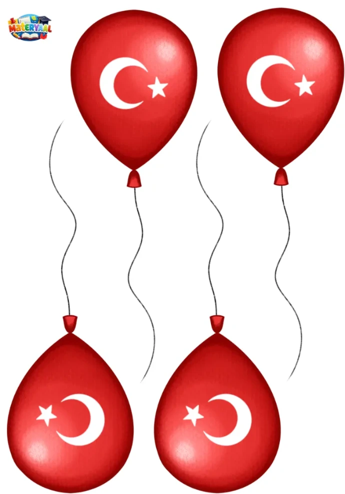 3 Aralık Dünya Engelliler Günü okul panosu için Türk bayraklı balon süslemeleri.
