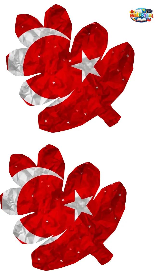 3 Aralık Dünya Engelliler Günü okul panosu için yaprak üzerinde Türk bayrağı tasarımı materyaal.com.